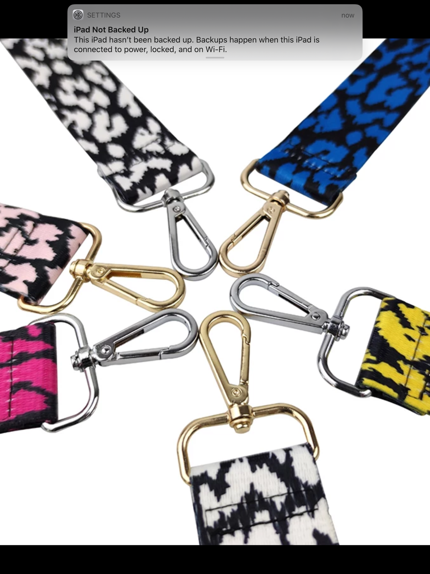 Assorted Color Leopard Bag Strap - 3.8 cm width Fuchsia, Light Pink, Blue or White