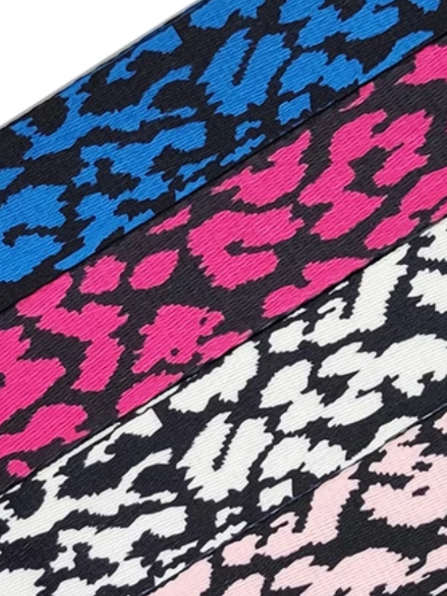 Assorted Color Leopard Bag Strap - 3.8 cm width Fuchsia, Light Pink, Blue or White