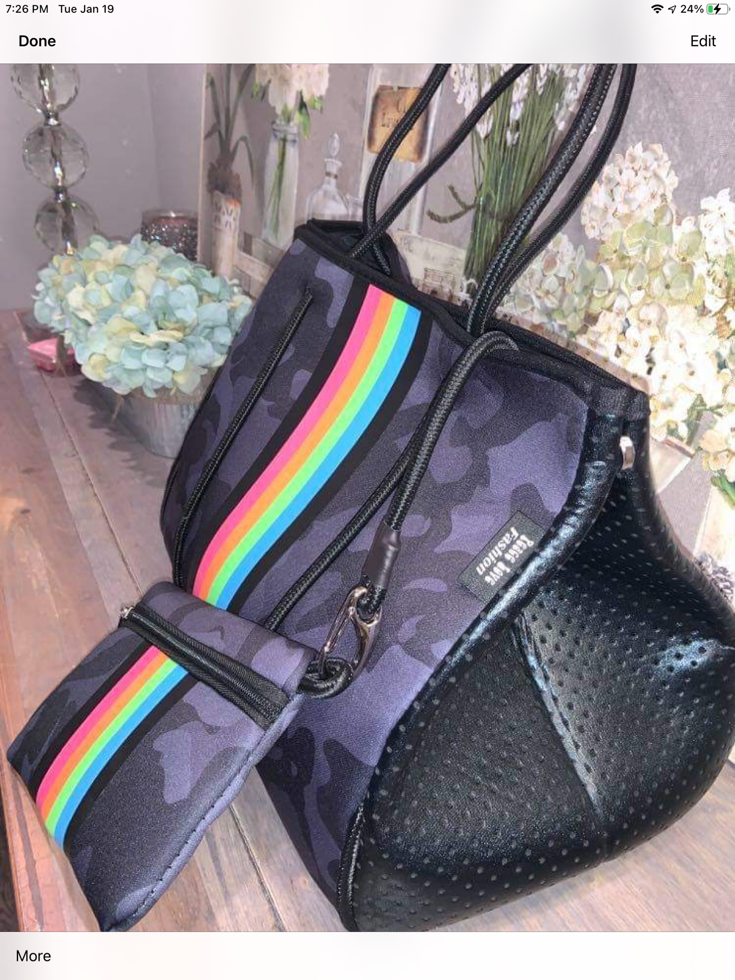 Camo and Rainbow Stripe Neoprene Tote ๐