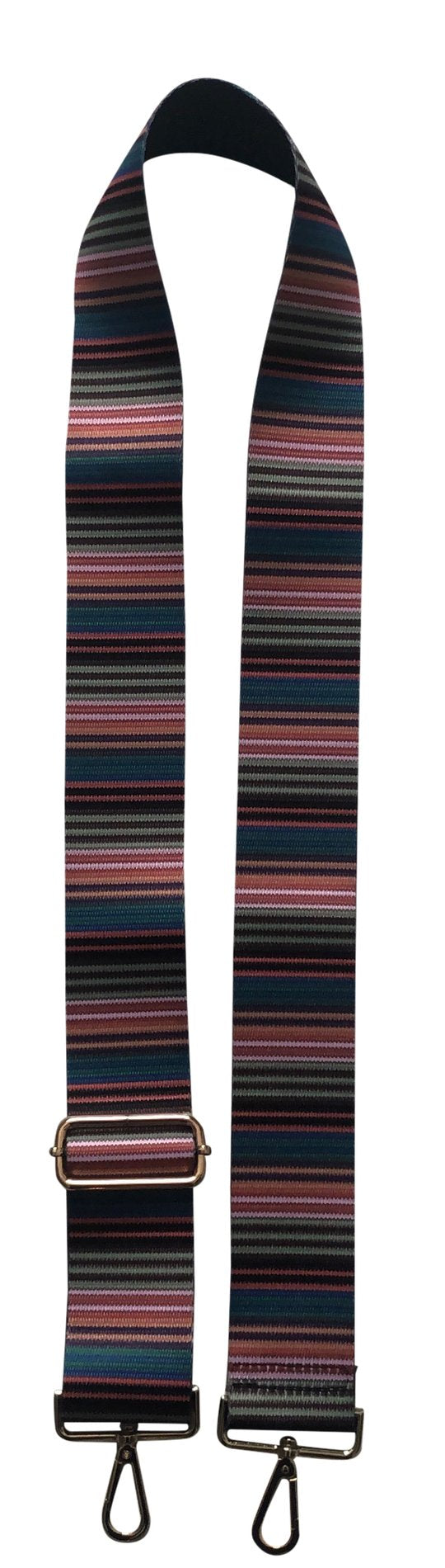 MULTI HORIZONTAL STRIPE ADJUSTABLE BAG STRAP-GOLD HARDWARE