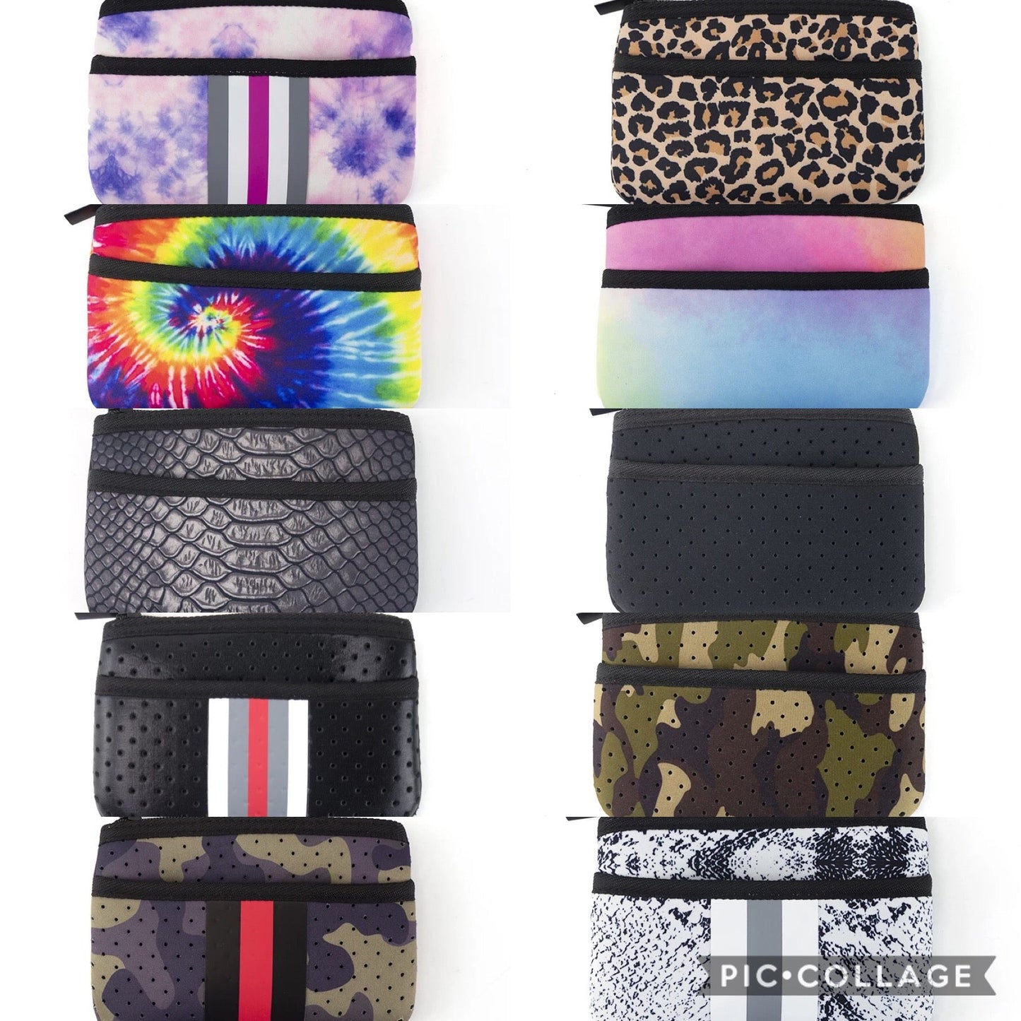 Mini Neoprene Card, Wallet, Bag Key Purse with Zipper Closure - Assorted Designs