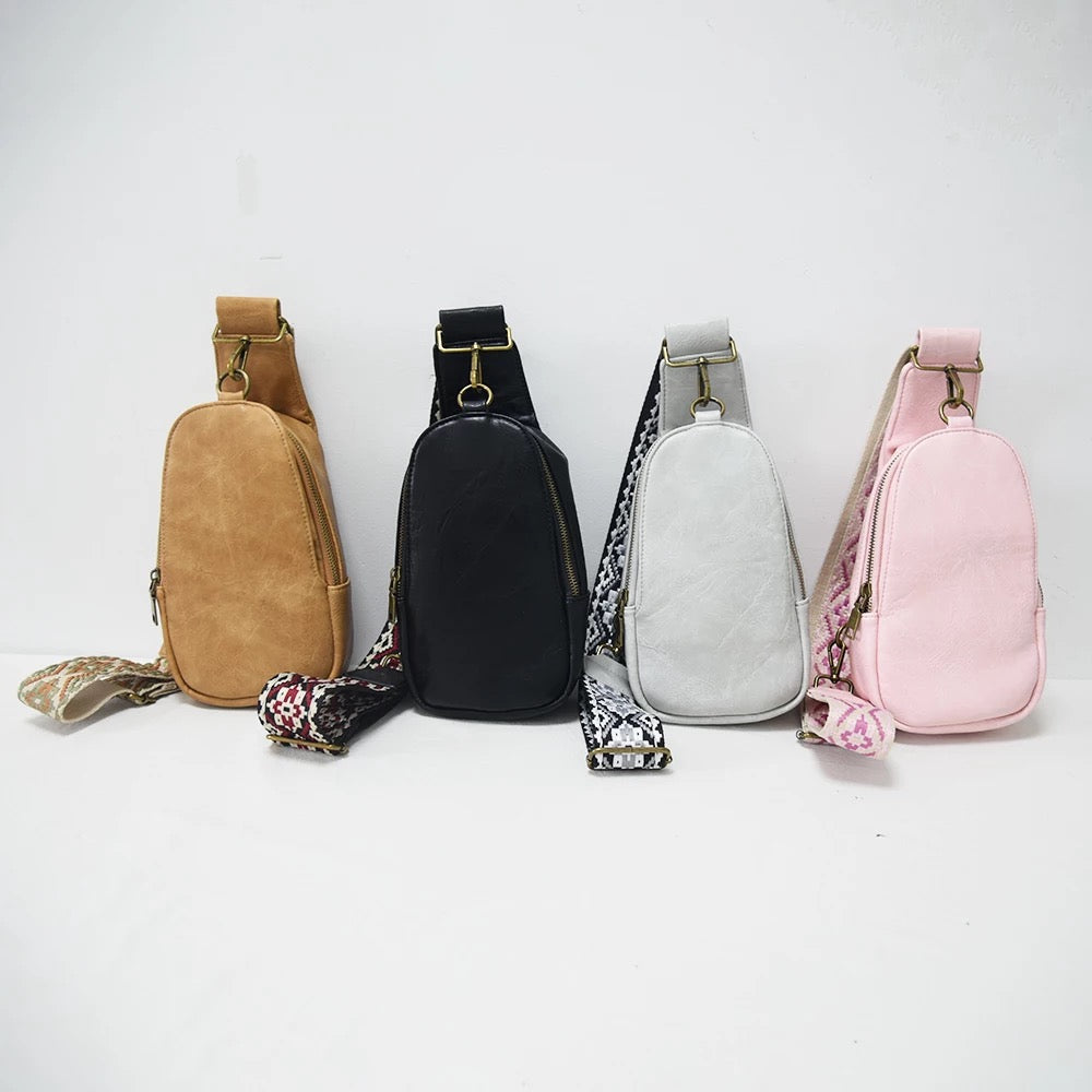 Vegan Leather Sling/ Belt Bag - Pink