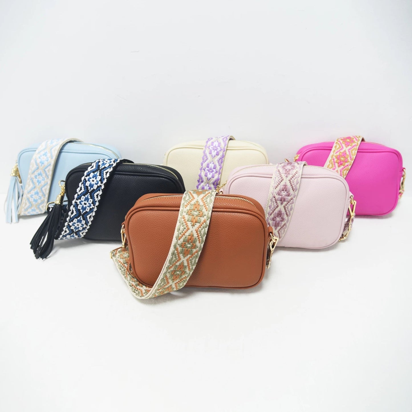 Vegan Leather Crossbody Bag - Assorted Colors