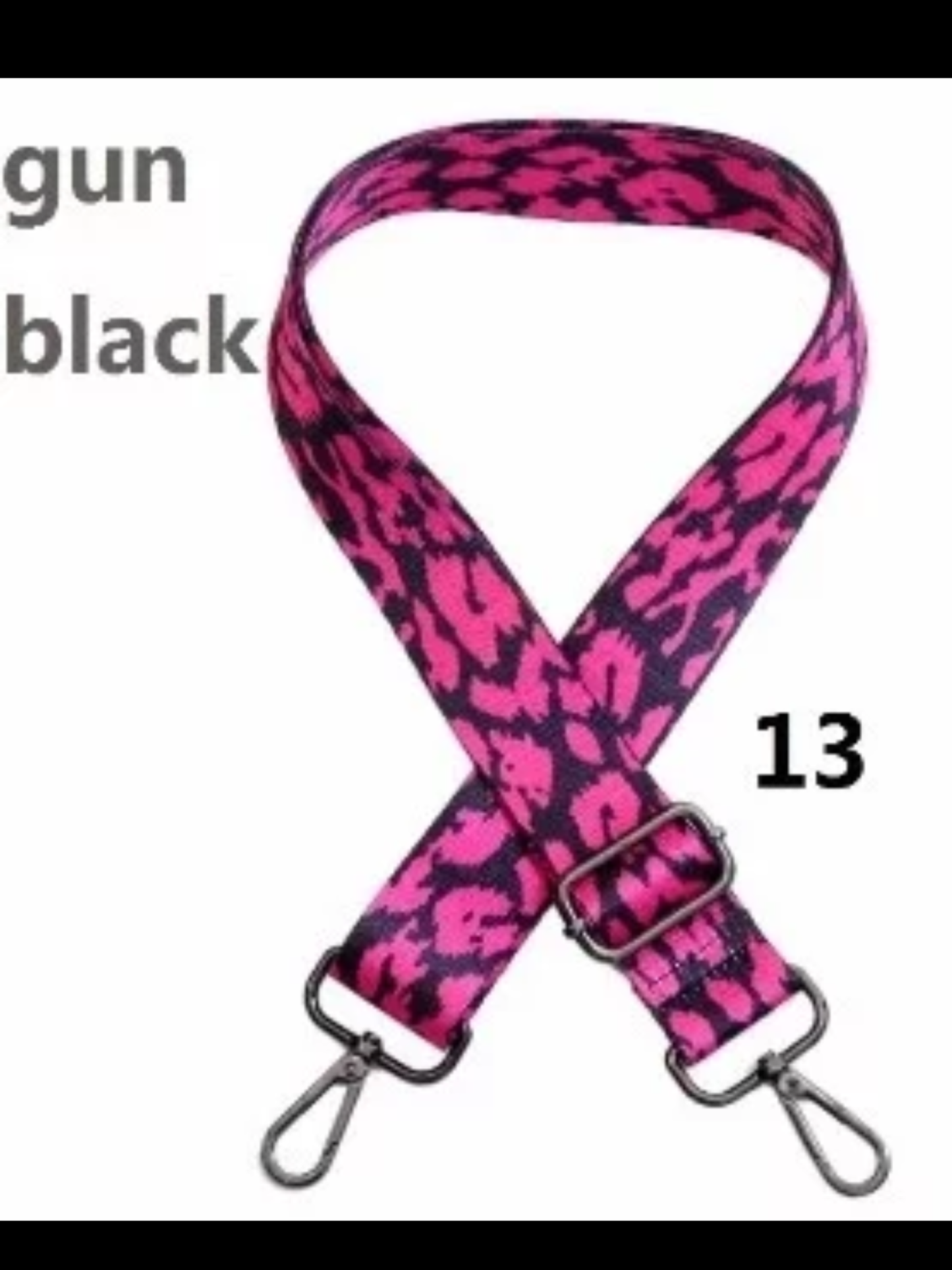 Assorted Color Leopard Bag Strap - 3.8 cm width Fuchsia, Light Pink, Blue or White
