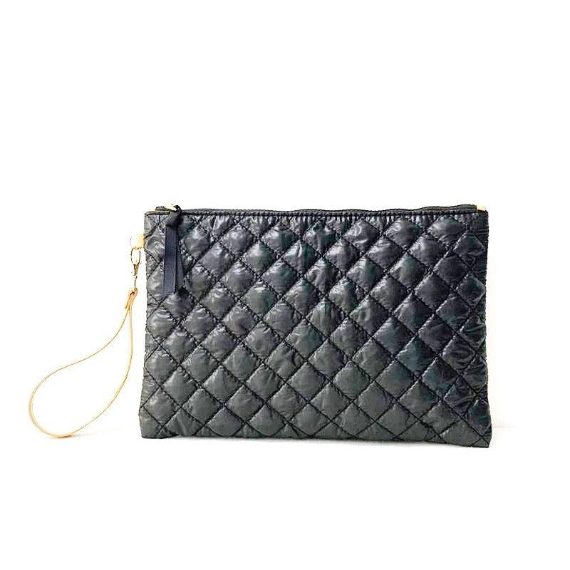 Black Quilted Tote with Full Size Wristlet Clutch Bag Included!