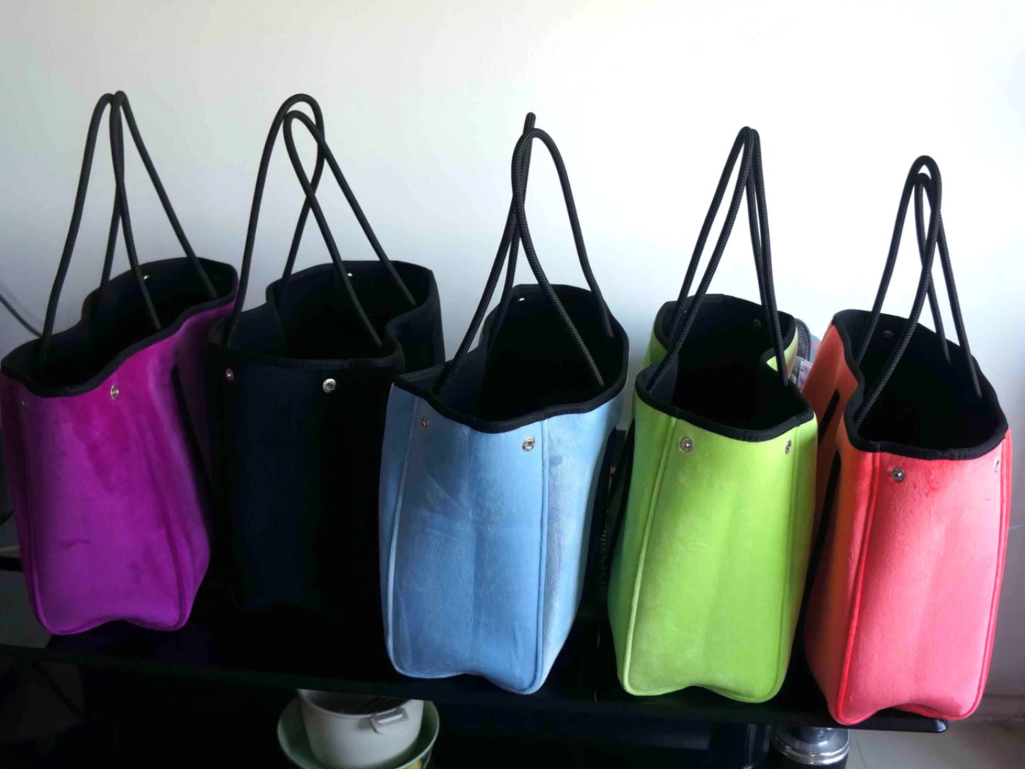 Velvet Soft Surface Neoprene Tote Bag - Assorted Colors