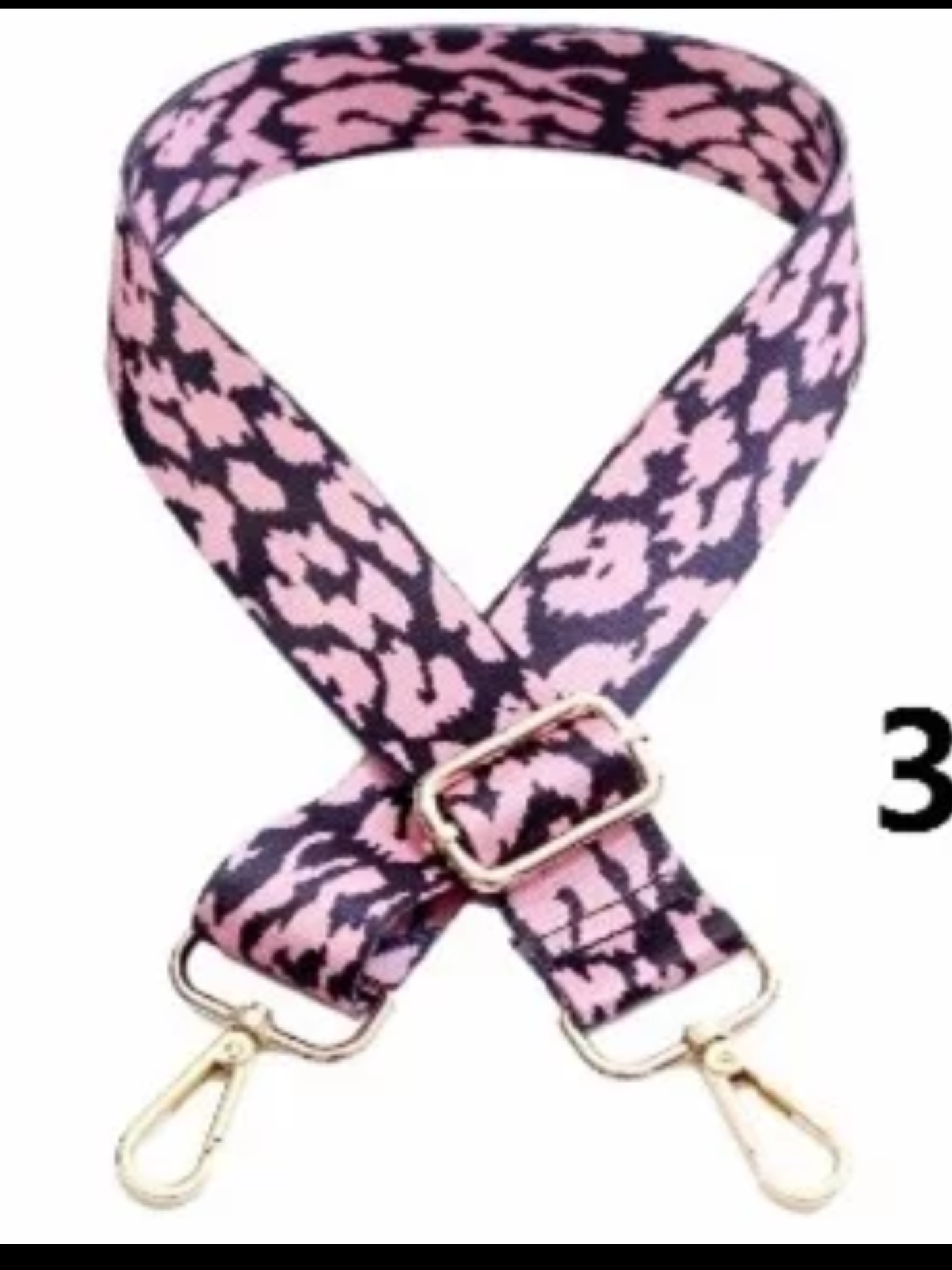 Assorted Color Leopard Bag Strap - 3.8 cm width Fuchsia, Light Pink, Blue or White