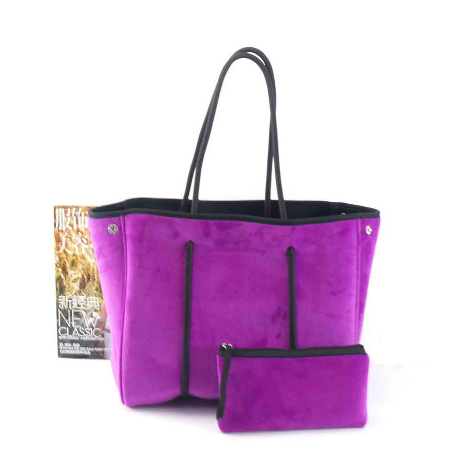 Velvet Soft Surface Neoprene Tote Bag - Assorted Colors