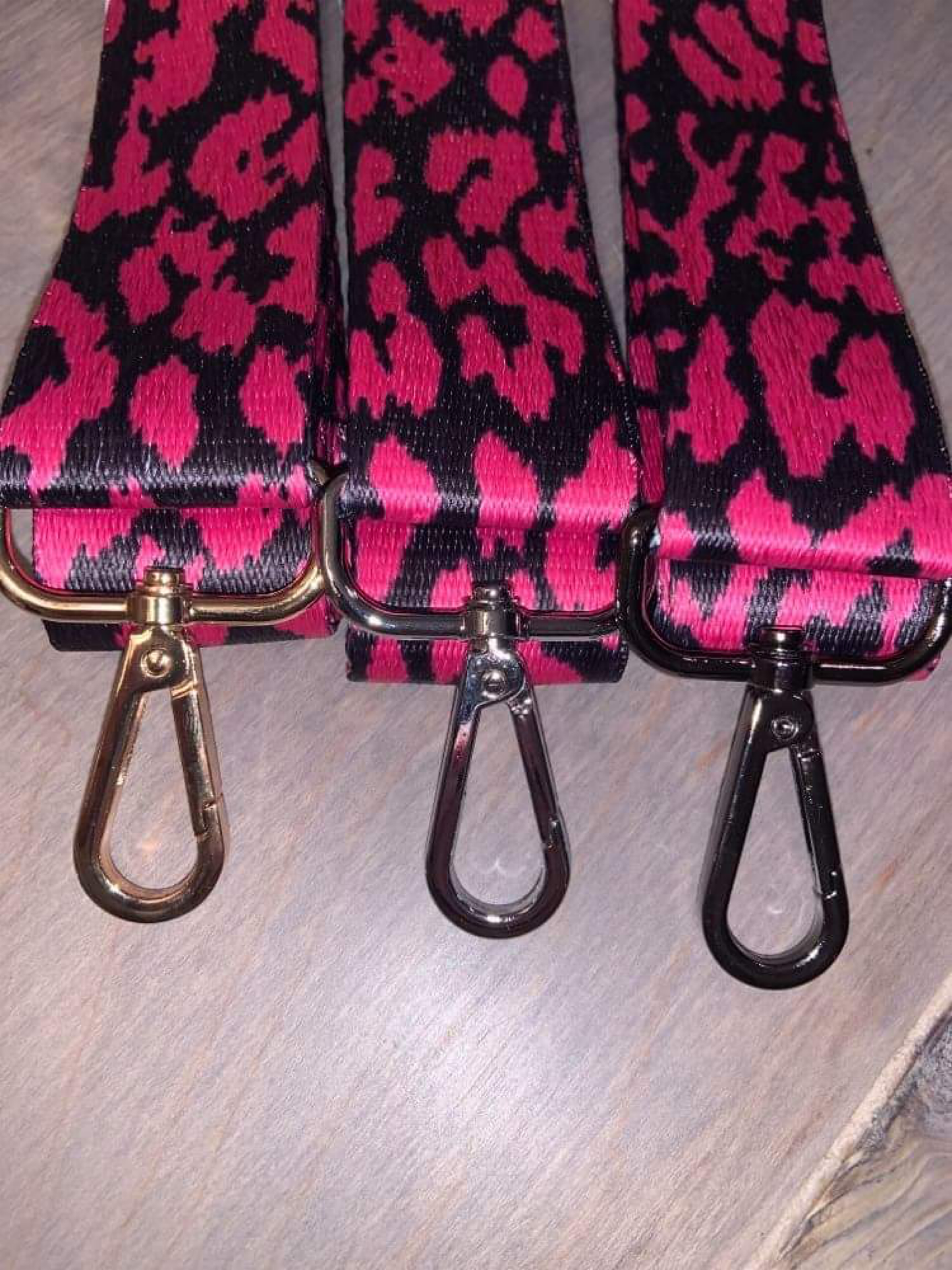 Assorted Color Leopard Bag Strap - 3.8 cm width Fuchsia, Light Pink, Blue or White