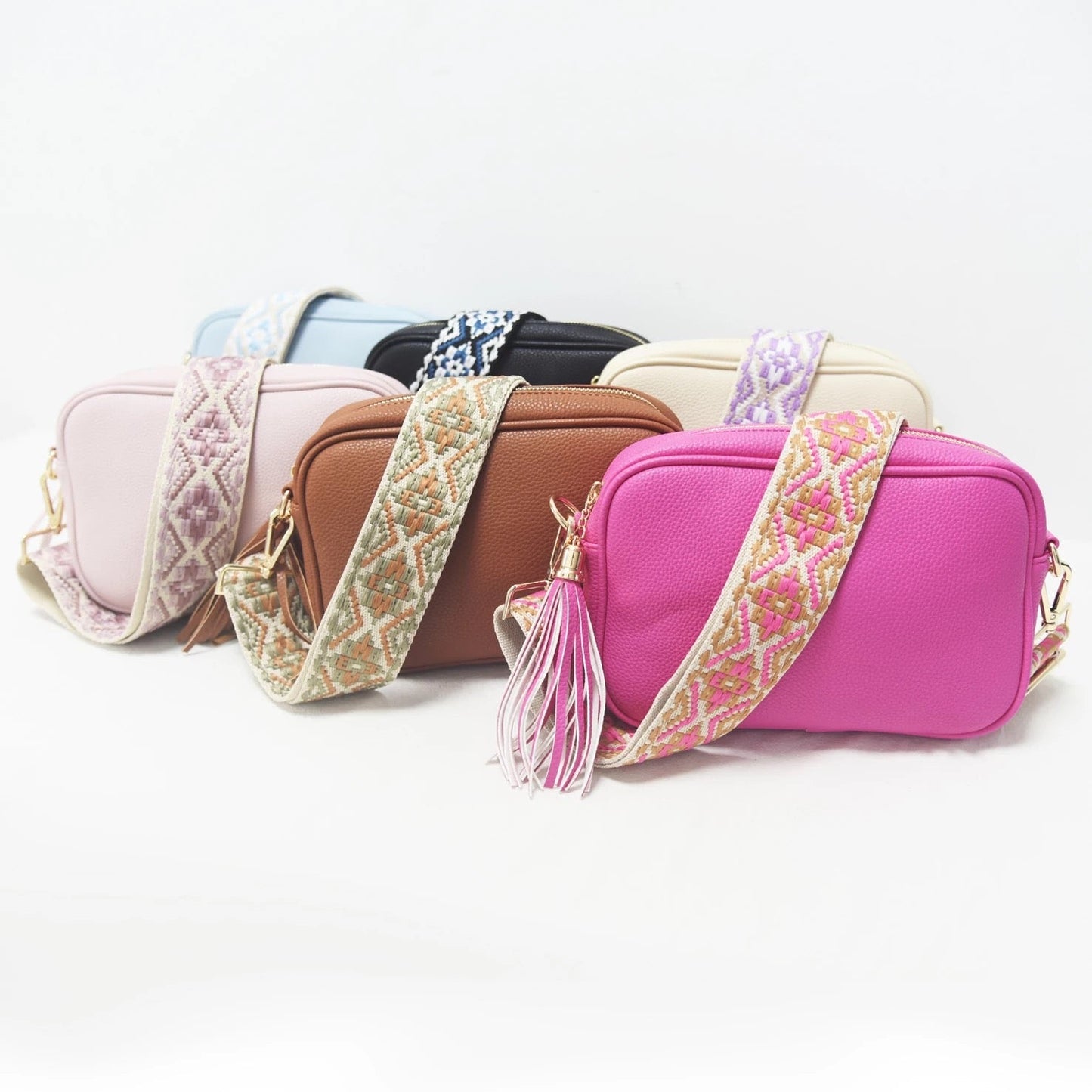 Vegan Leather Crossbody Bag - Assorted Colors