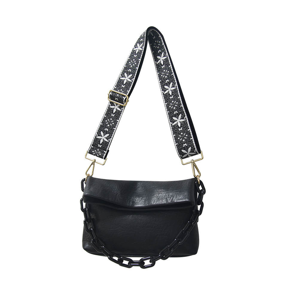 Vegan Leather Crossbody With Acrylic Chain Detail - Assorted Colors