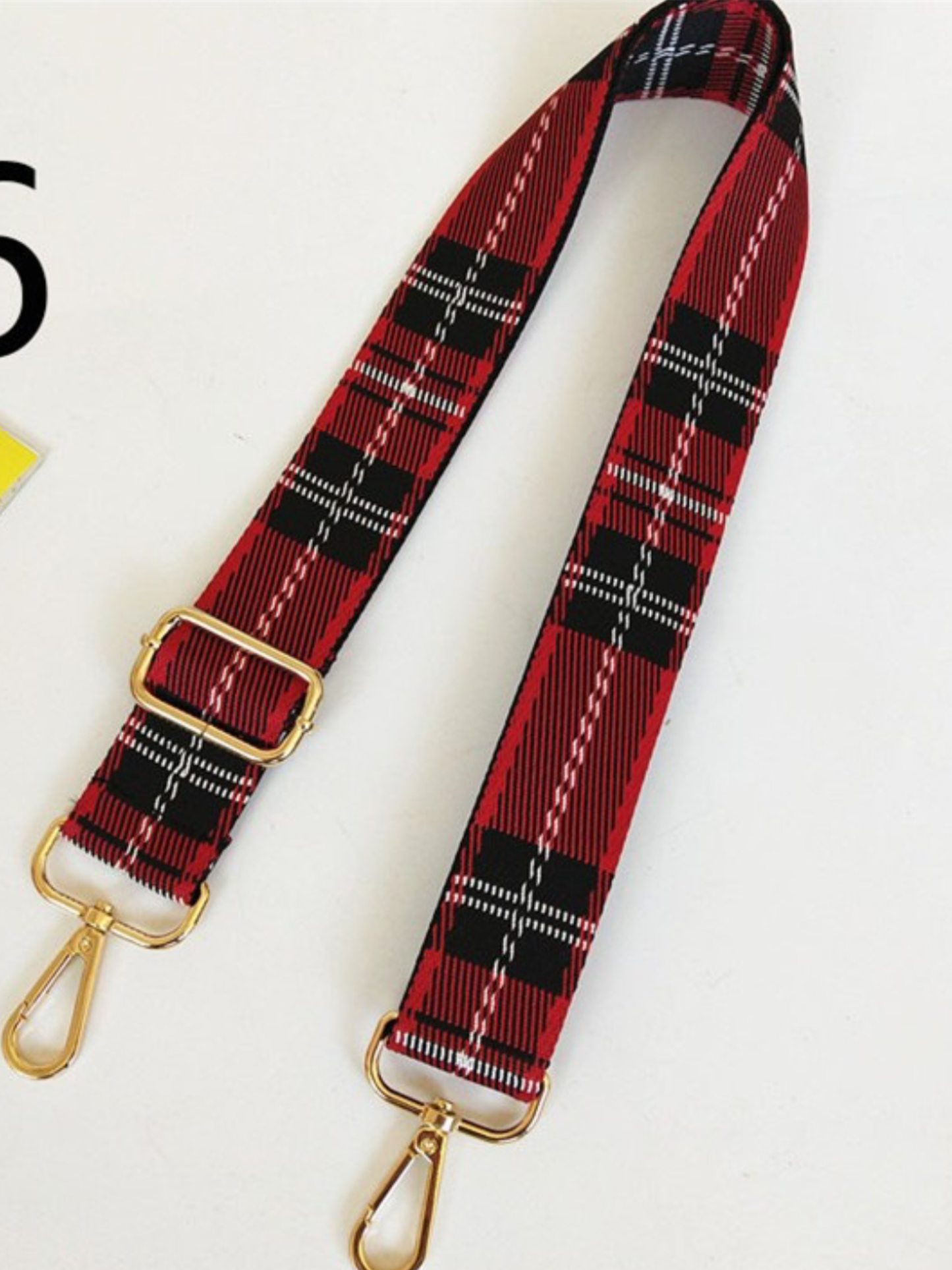 Red Plaid Adjustable Bag Strap
