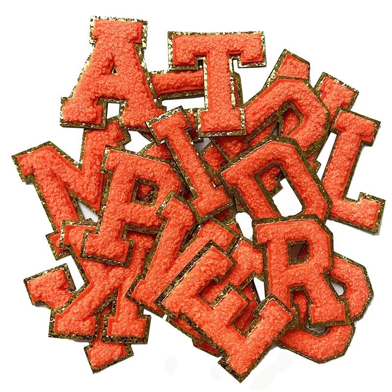 5CM Chenille Letters Adhesive Stickers - Orange