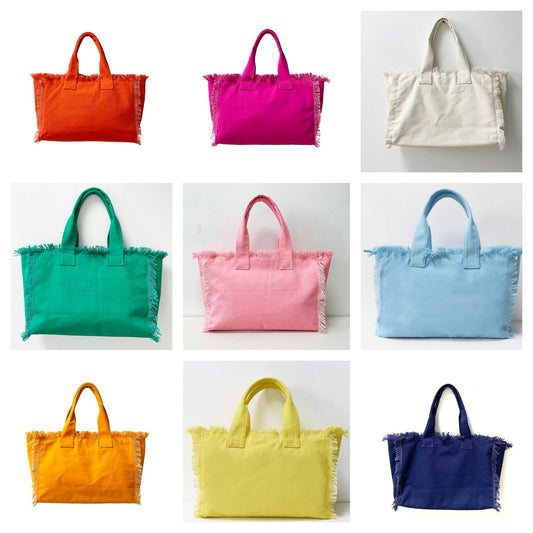 Solid Large Canvas Fringe Tote - Assorted Colors