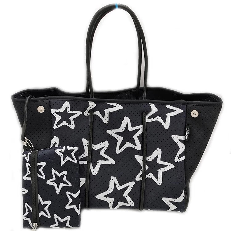 Black Large Star Neoprene Tote