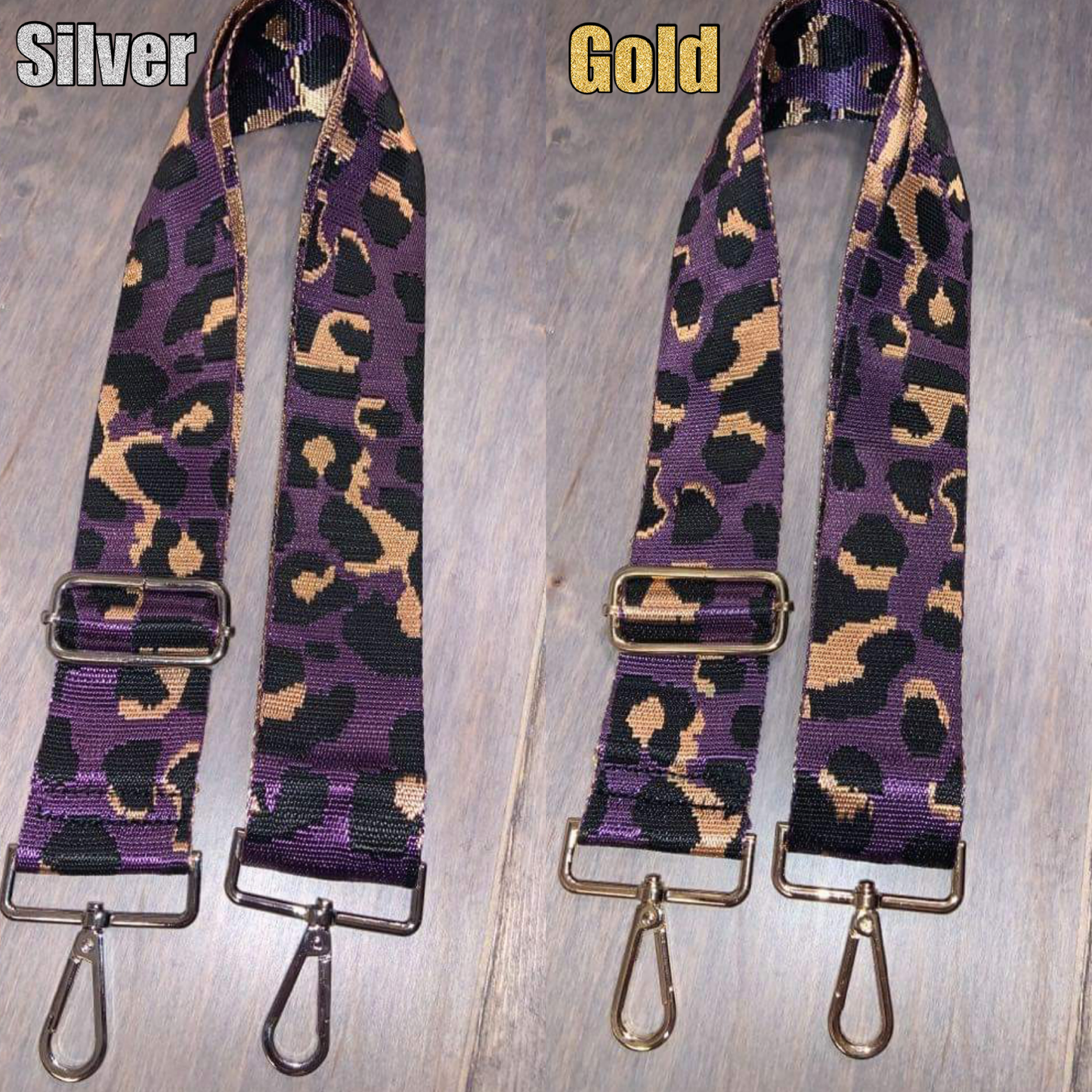 ADJUSTABLE ANIMAL PRINT BAG STRAP - PURPLE LEOPARD