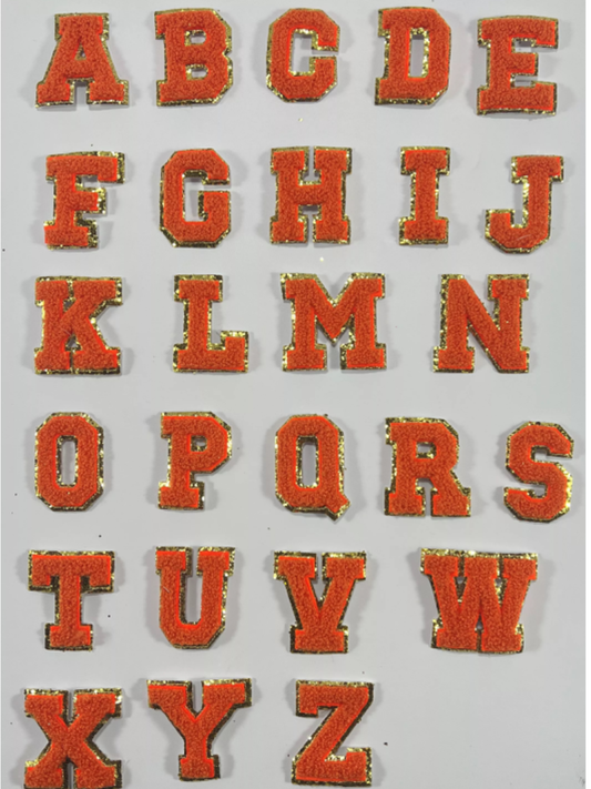 5CM Chenille Letters Adhesive Stickers - Orange