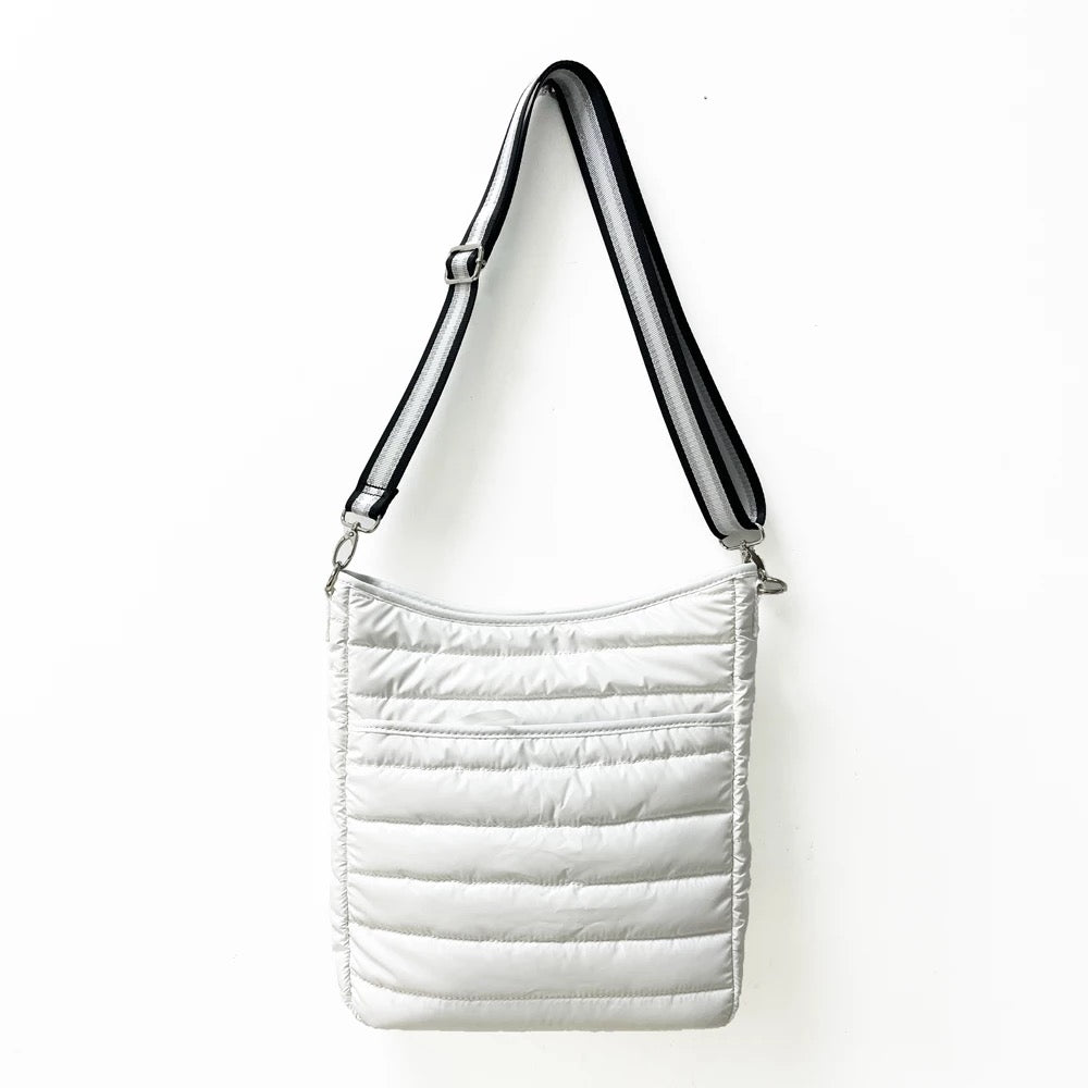 White Matte Metallic Puffer Crossbody