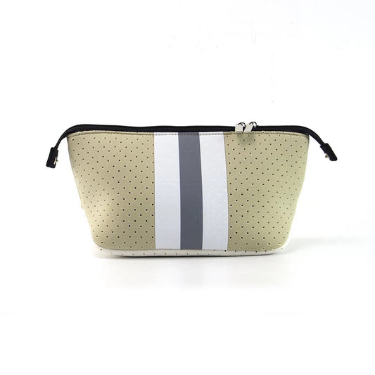 Tan with Grey Stripe Neoprene Cosmetic/Wallet/Purse Neoprene Bag
