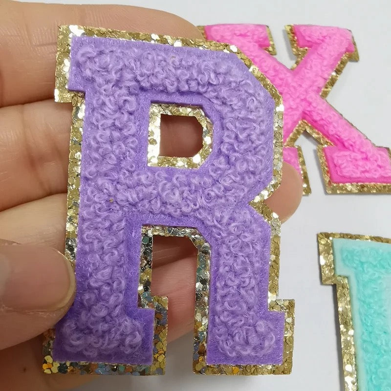 2 Inch Chenille Letters Adhesive Stickers - Purple