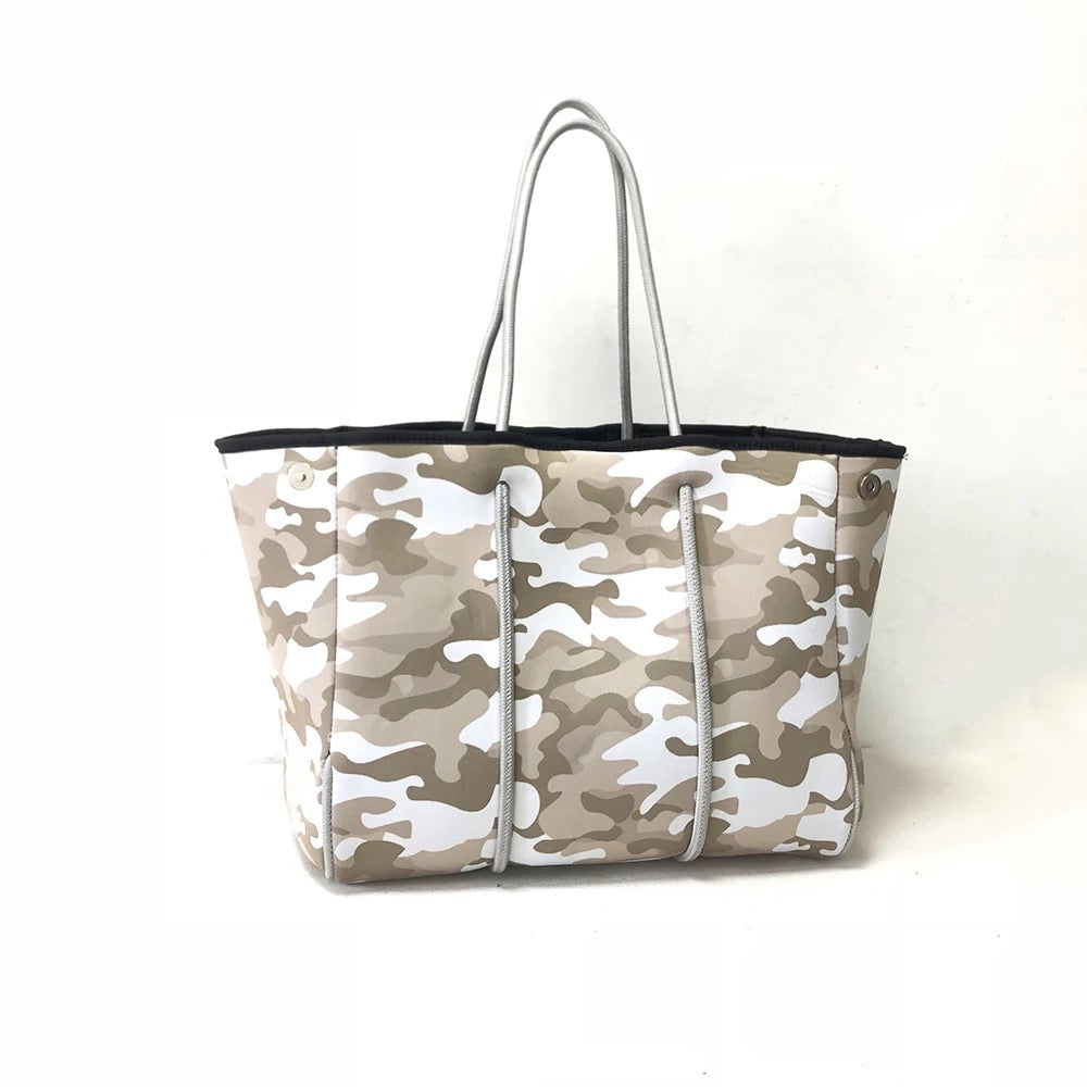 Beige Mix Camoflauge Neoprene Tote