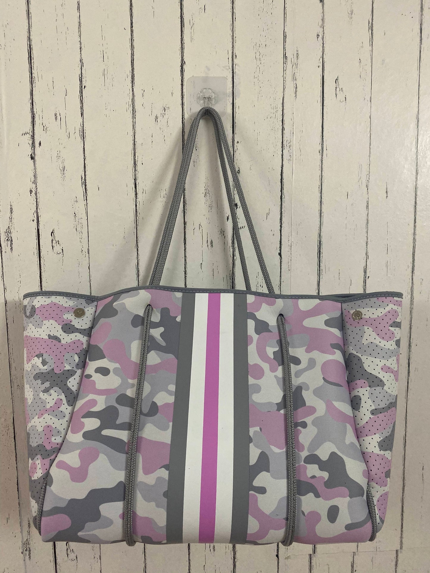 Camoflauge Neoprene Tote - Pink & Grey