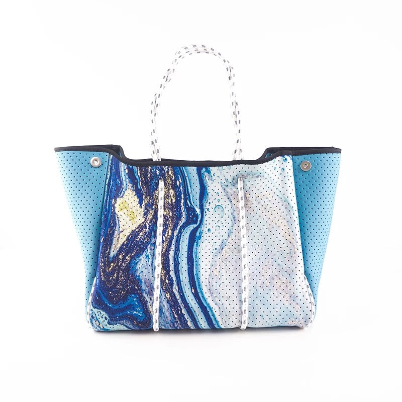 Light Blue Geode Neoprene Tote