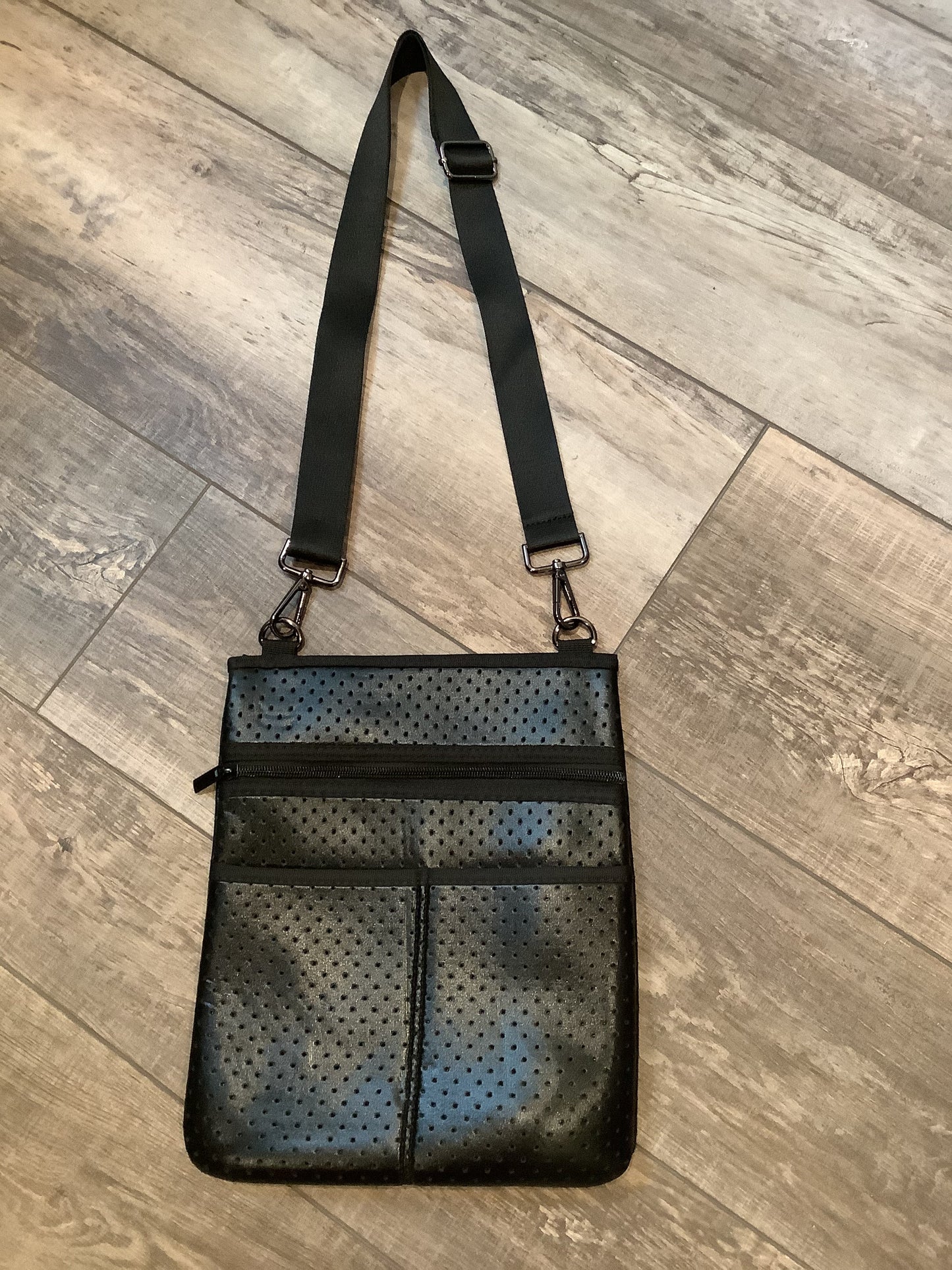 Black Metallic Neoprene Crossbody