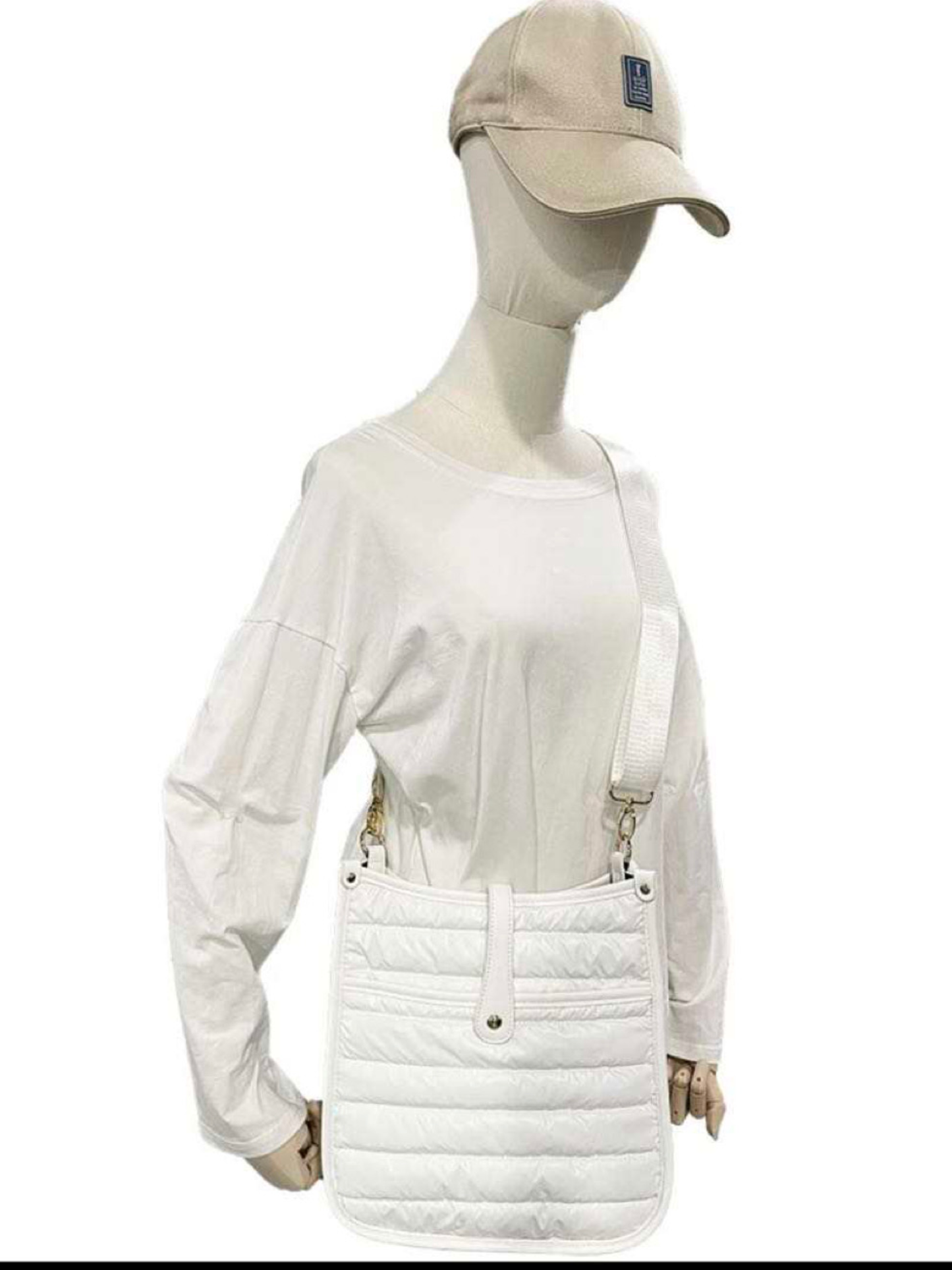 White Metallic Puffer Crossbody