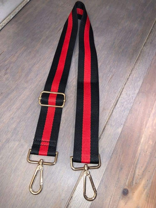 BLACK & RED STRIPE ADJUSTABLE BAG STRAP