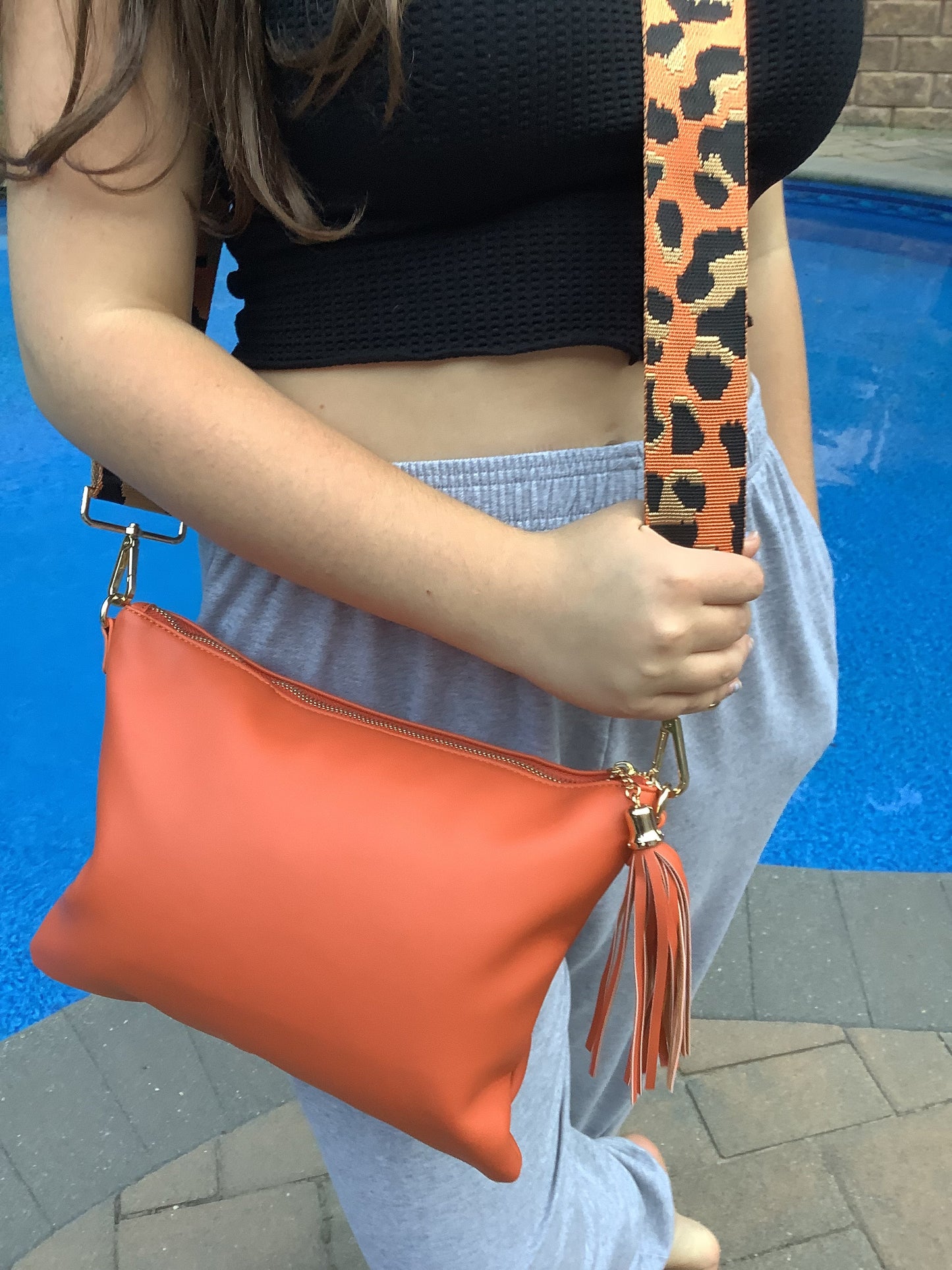 Orange Vegan Crossbody with tassel 🧡