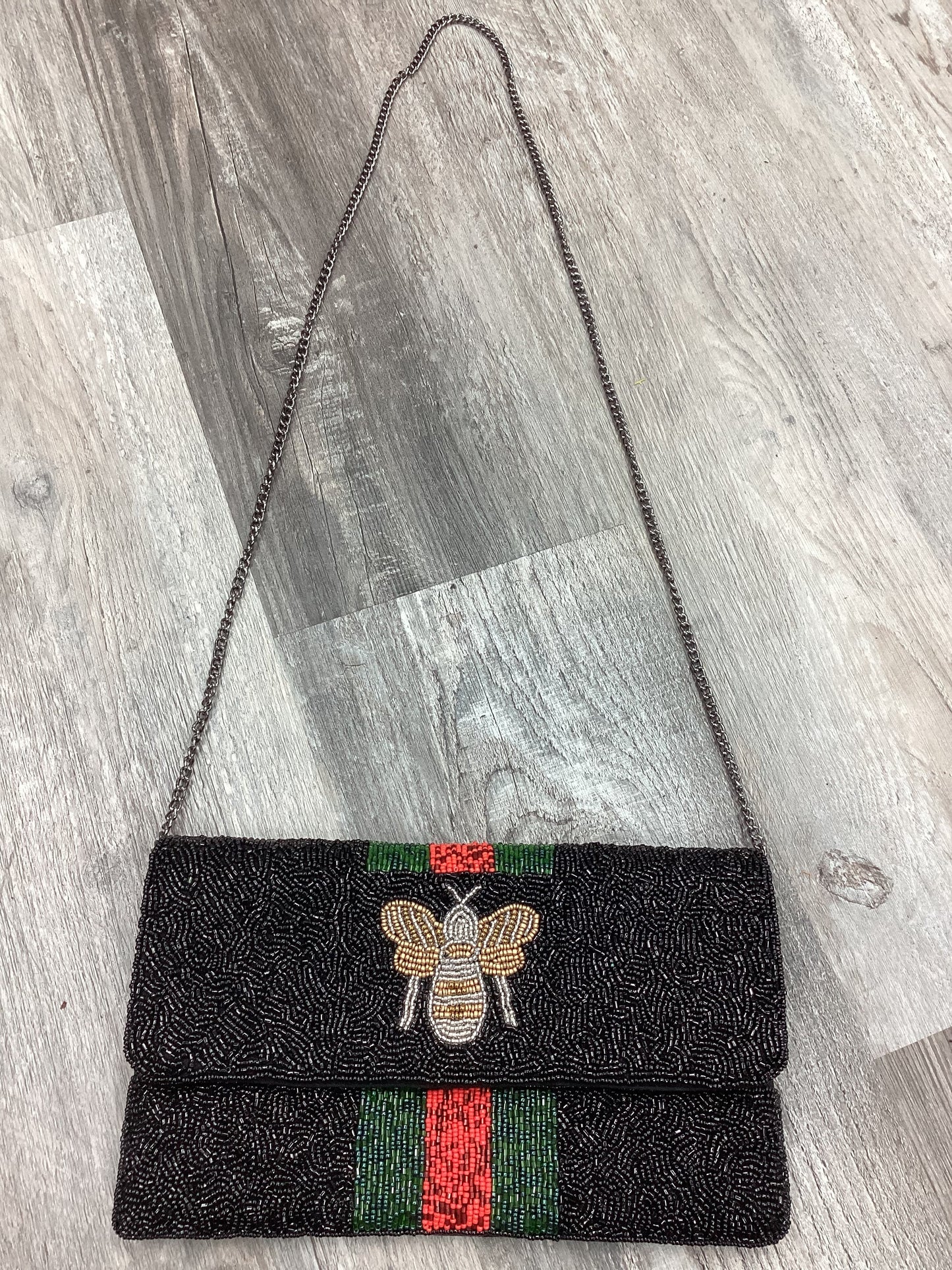 Bee Black Beaded Clutch Bag ❤️🐝💚