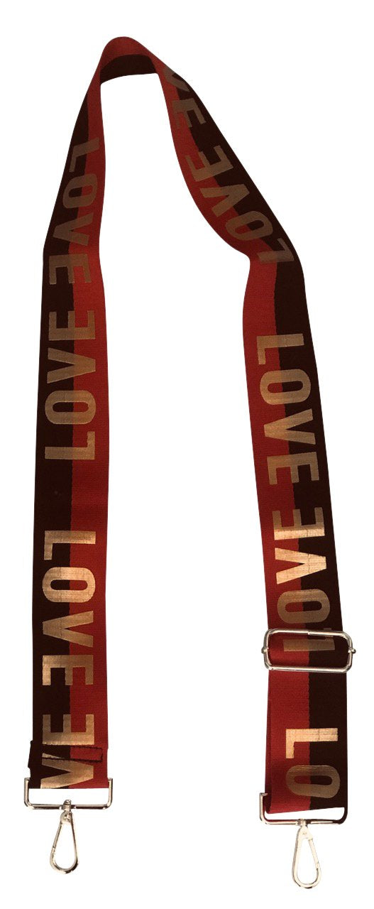 BLACK/RED STRIPE "LOVE" ADJUSTABLE BAG STRAP