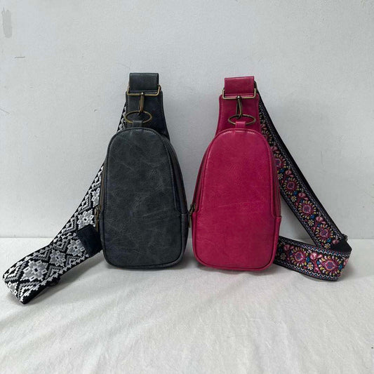 Vegan Leather Sling/ Belt Bag -  Charcoal Grey Or Raspberry