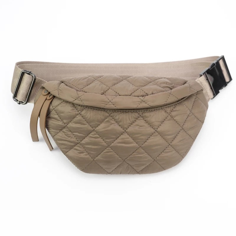 Quilted Puffer Fanny Pack - Tan or Black