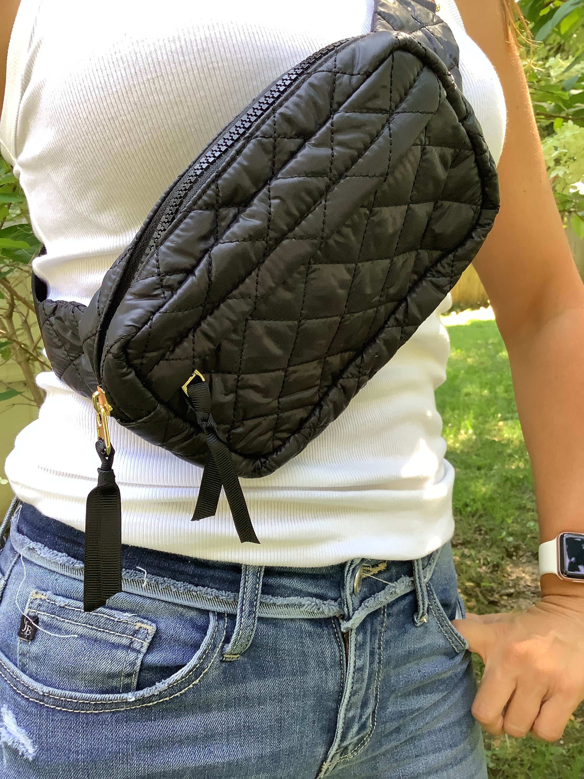 QUILTED BELT BAG FANNY BAG WAIST BAG BLACK OR NAVY