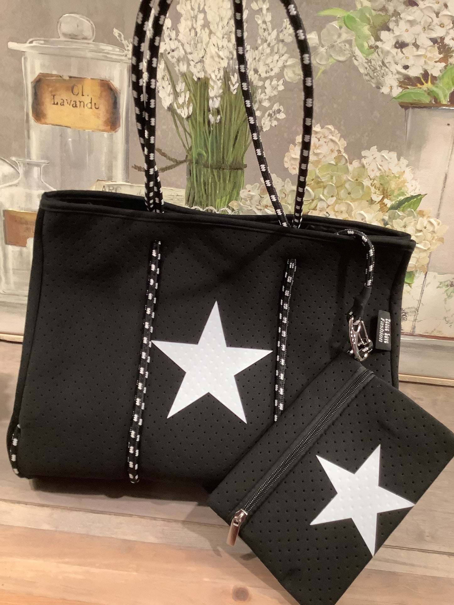 Black Neoprene Tote with Star ⭐️