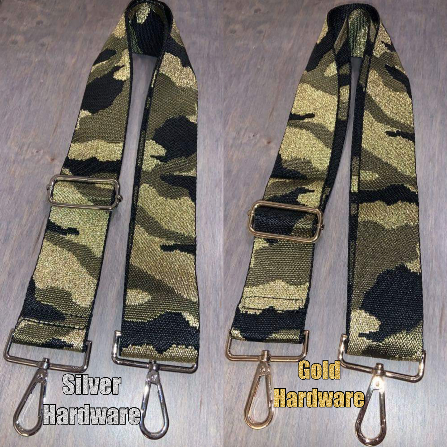 CAMOUFLAGE ADJUSTABLE BAG STRAP - ARMY GREEN/BLACK/GOLD