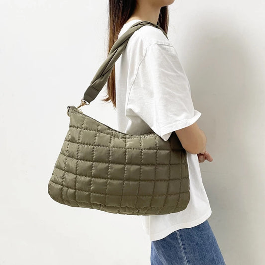 Nylon Puffer ShoulderBag - Olive, Black or Ivory