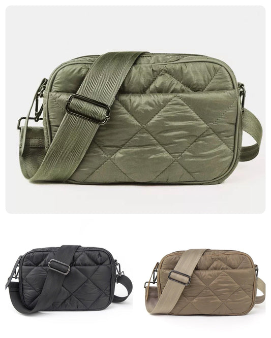 Quilted Puffer Crossbody - Tan, Black or Olive