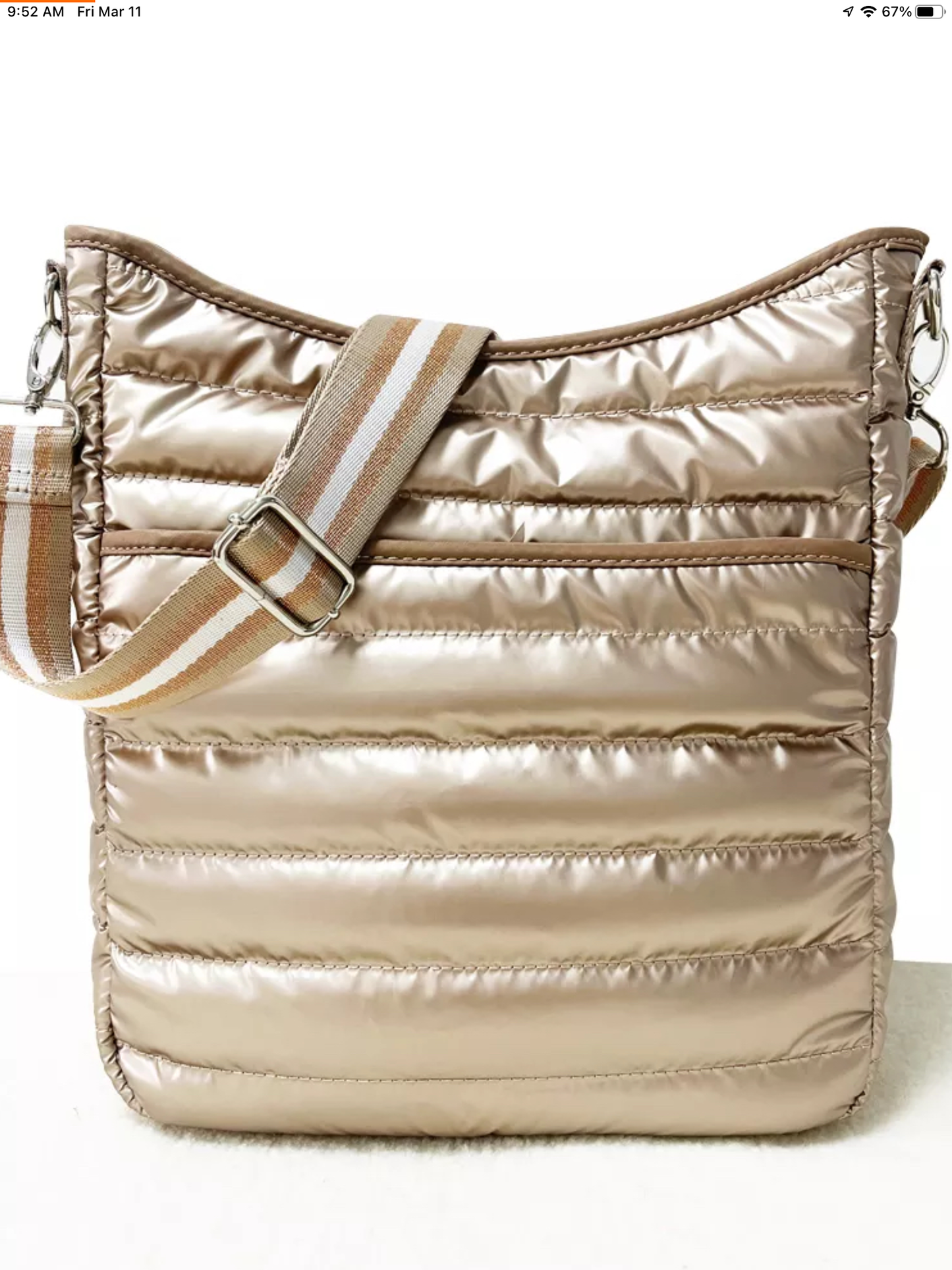 Gold Matte Metallic Puffer Crossbody