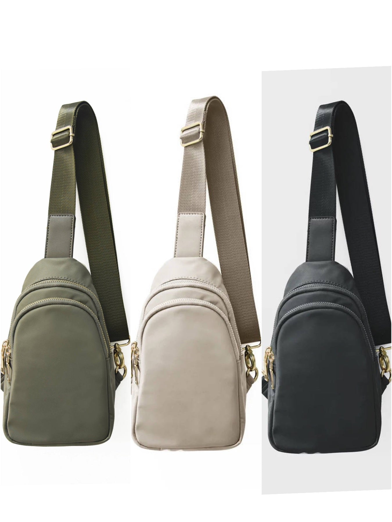 Nylon Sling/Chest Bag - Black, Olive or Ivory