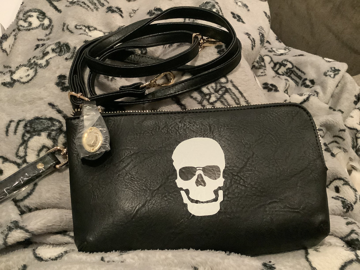 Skull Vegan Leather Clutch/Crossbody Bag - Black ☠️🖤