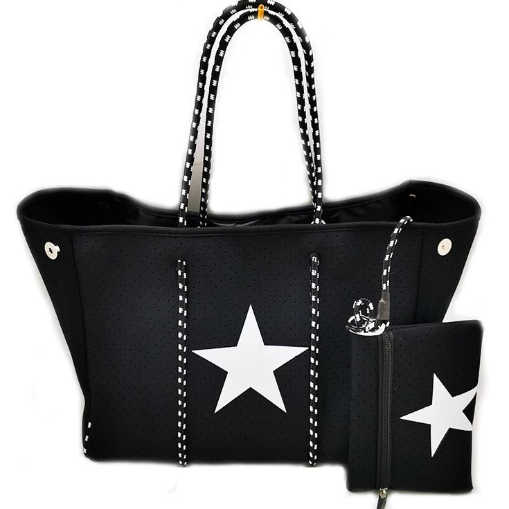 Black Neoprene Tote with Star ⭐️