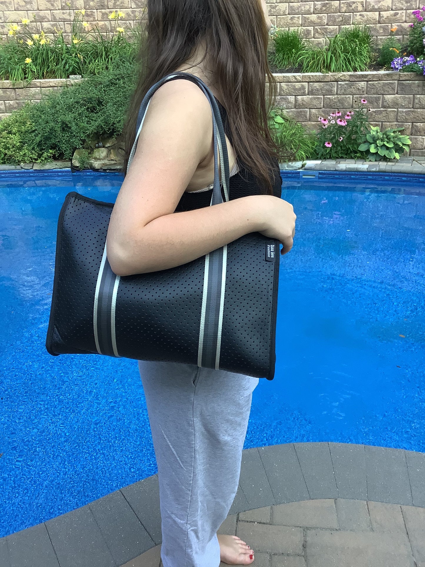 Neoprene Tote Bag - Black Metallic