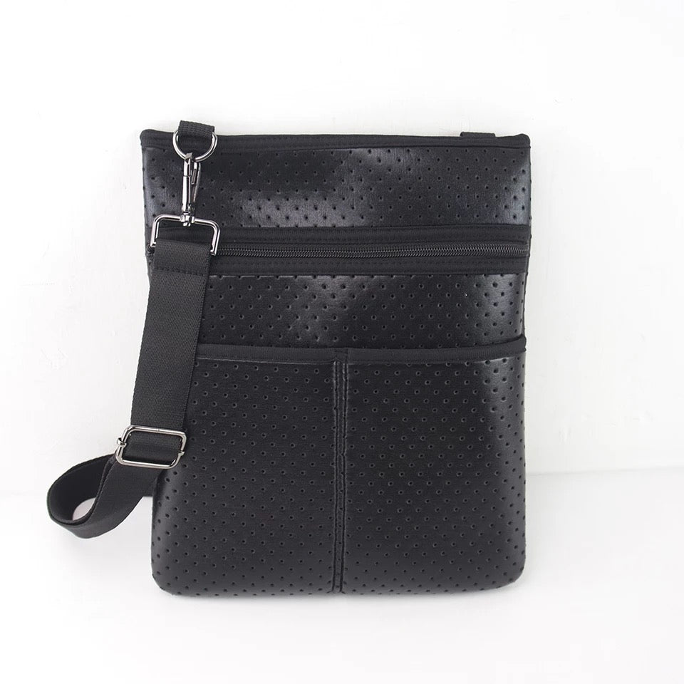 Black Metallic Neoprene Crossbody