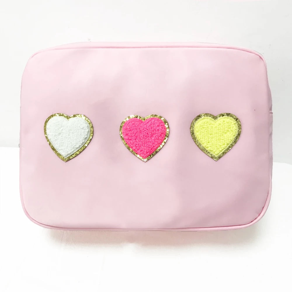 X-Large Nylon Zippered Cosmetic Bag - Assorted Colors