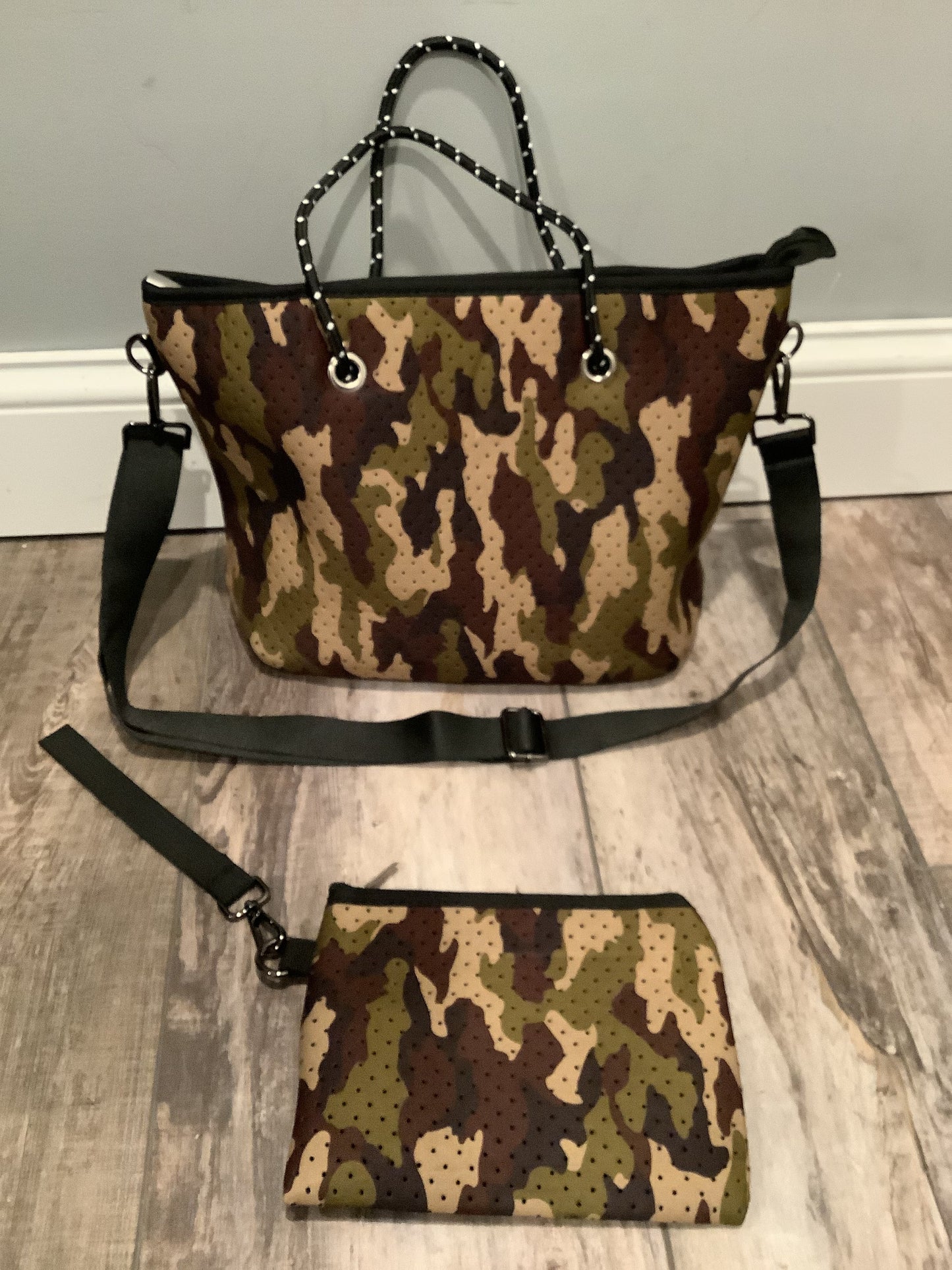 Army/Brown Camo Mini Cross Shoulder Neoprene Bag