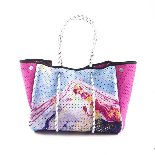 Hot Pink Mix Geode Neoprene Tote