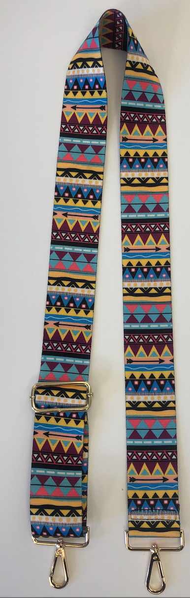 Aztec Pattern 2" Strap w/Gold hardware